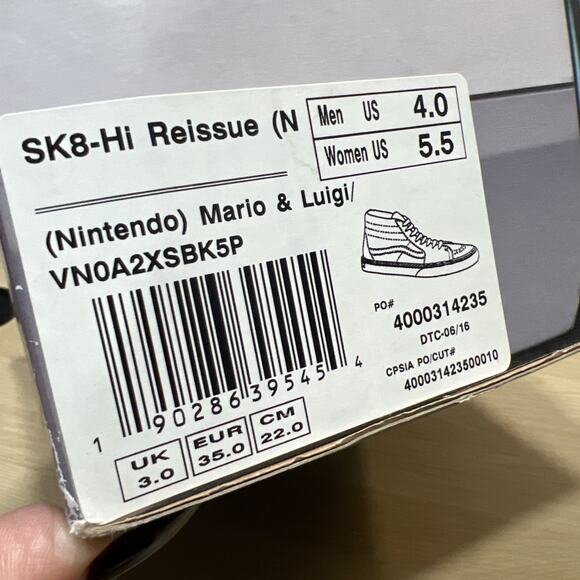 Vans Sk8-Hi X Nintendo Reissue Mario & Luigi Sneaker Men Size 4 Womens Size 5.5 main image 7